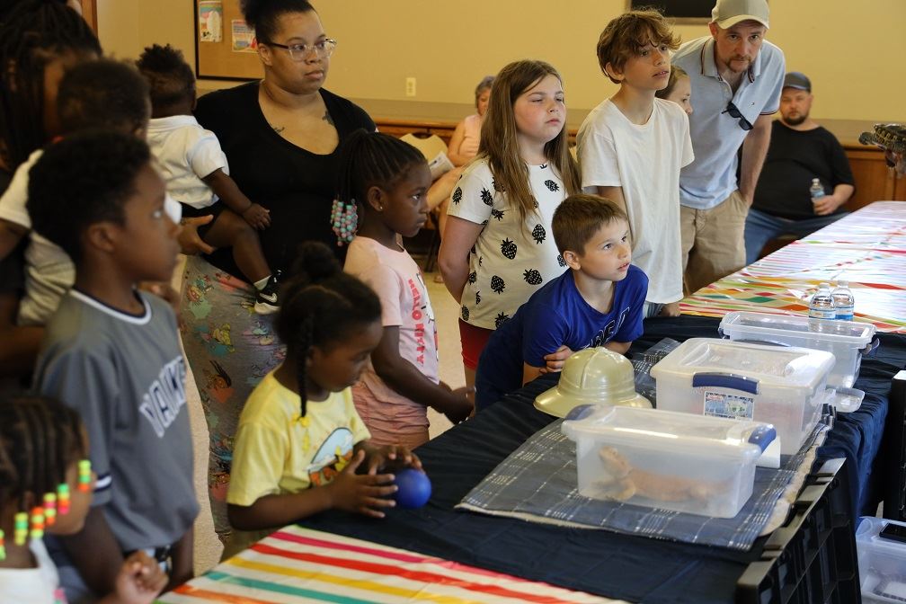 Young children love to learn about reptiles at the Petting Farm during their Wild Weekends event. 
