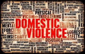 A Poster with clusters of words surrounding the title, "Domestic Violence."